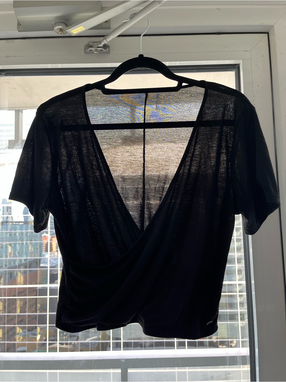 GapFit Black Wrap Front Active Top | Size Large